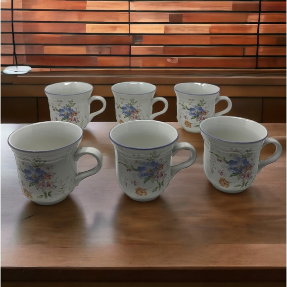 Mikasa French Countryside Blue Bouquet Floral Mugs Set of 6 – Made in Japan - Picture 2 of 7